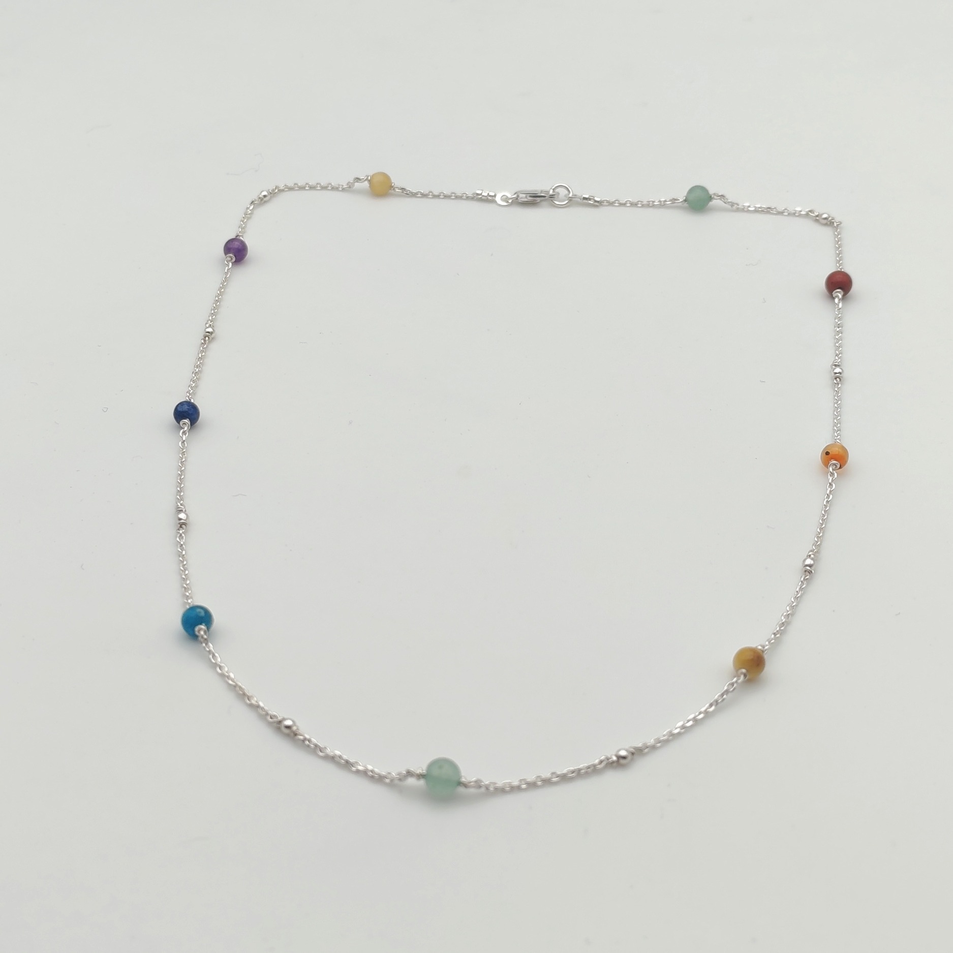 collier en argent 7 chakras pierres naturelles
