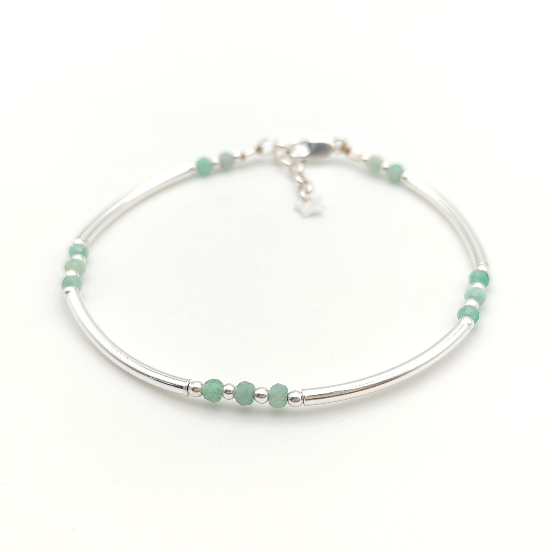 Bracelet jonc louxor en argent et emeraude