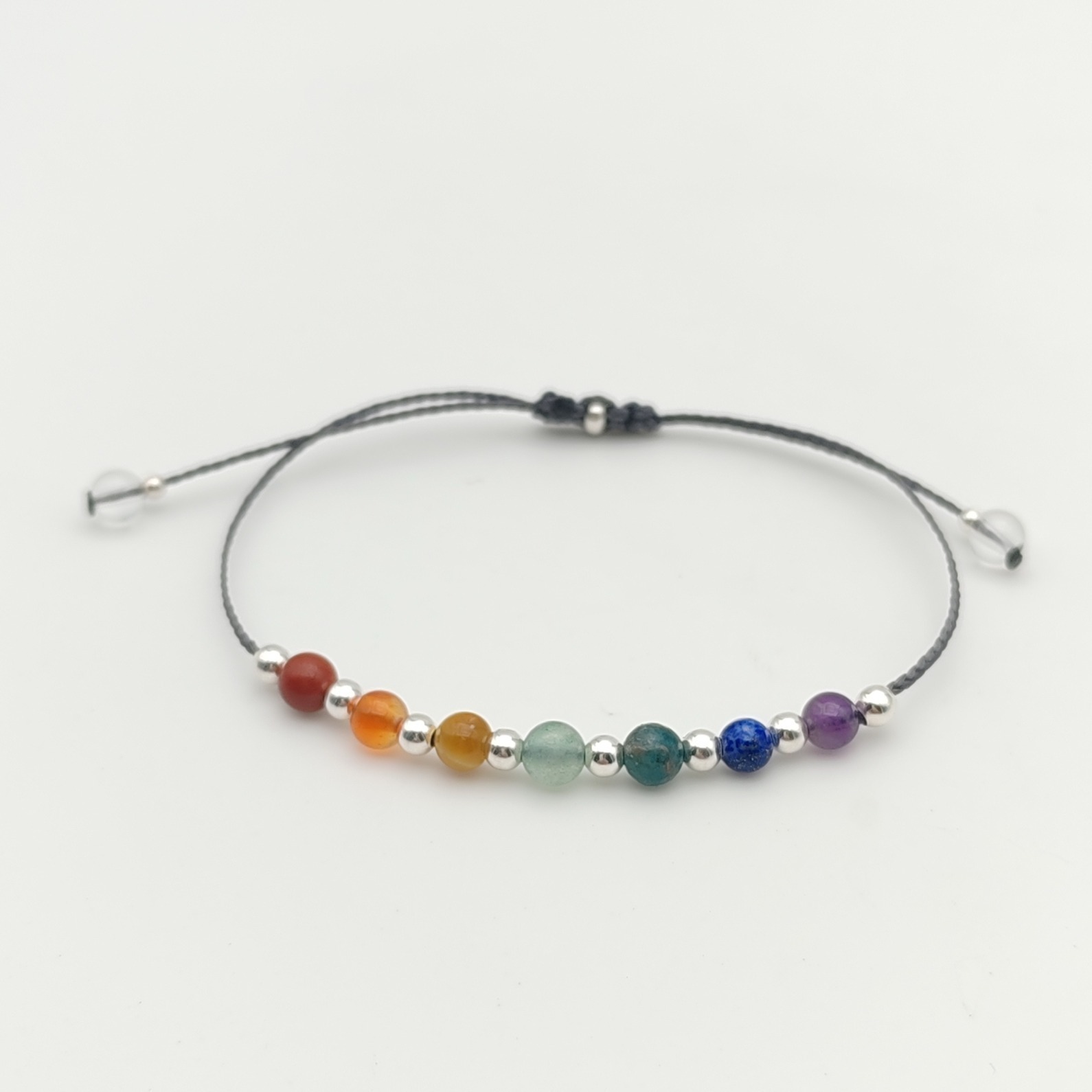 Bracelet 7 chakras argent ajustable