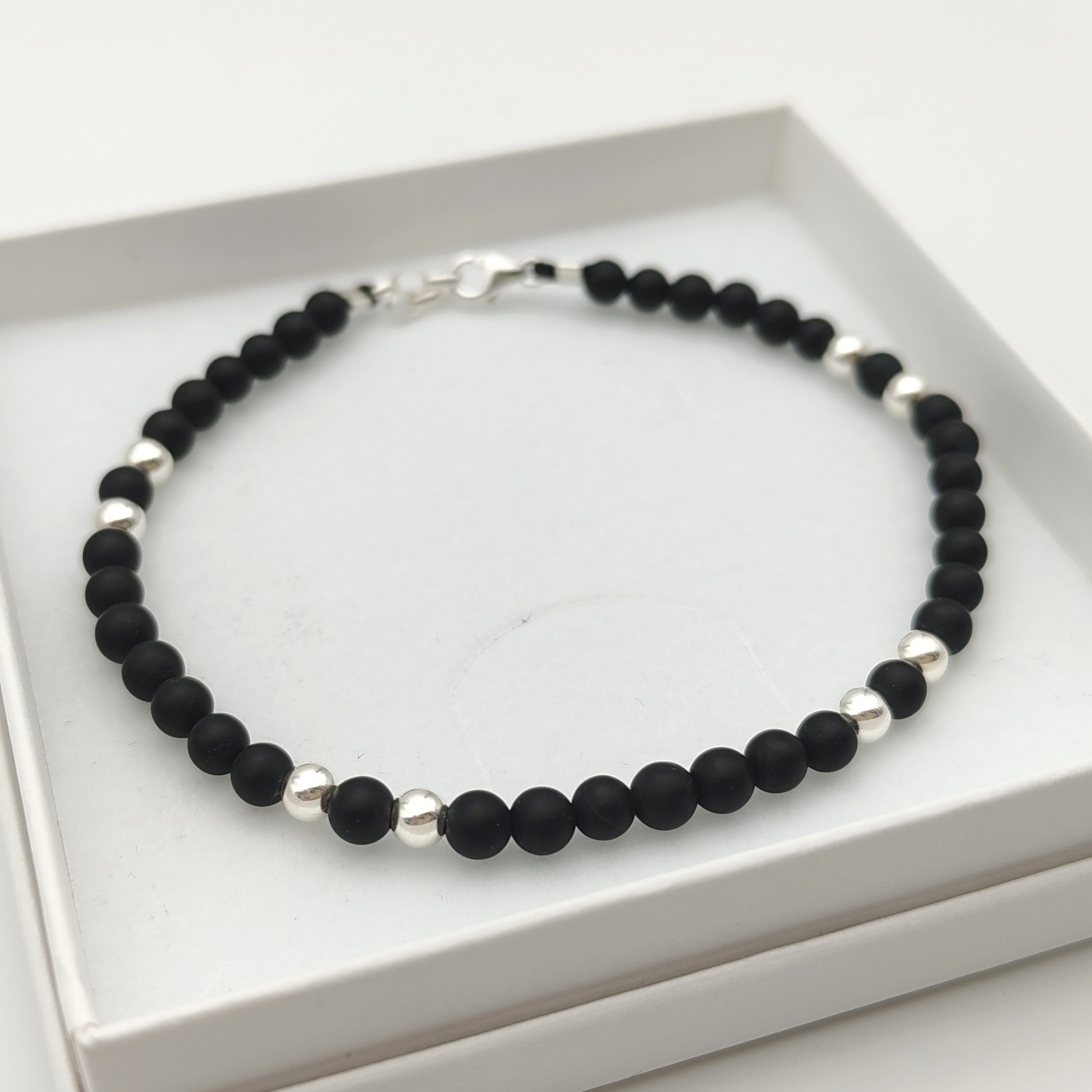 Bracelet stone free 4 mm onys et argent