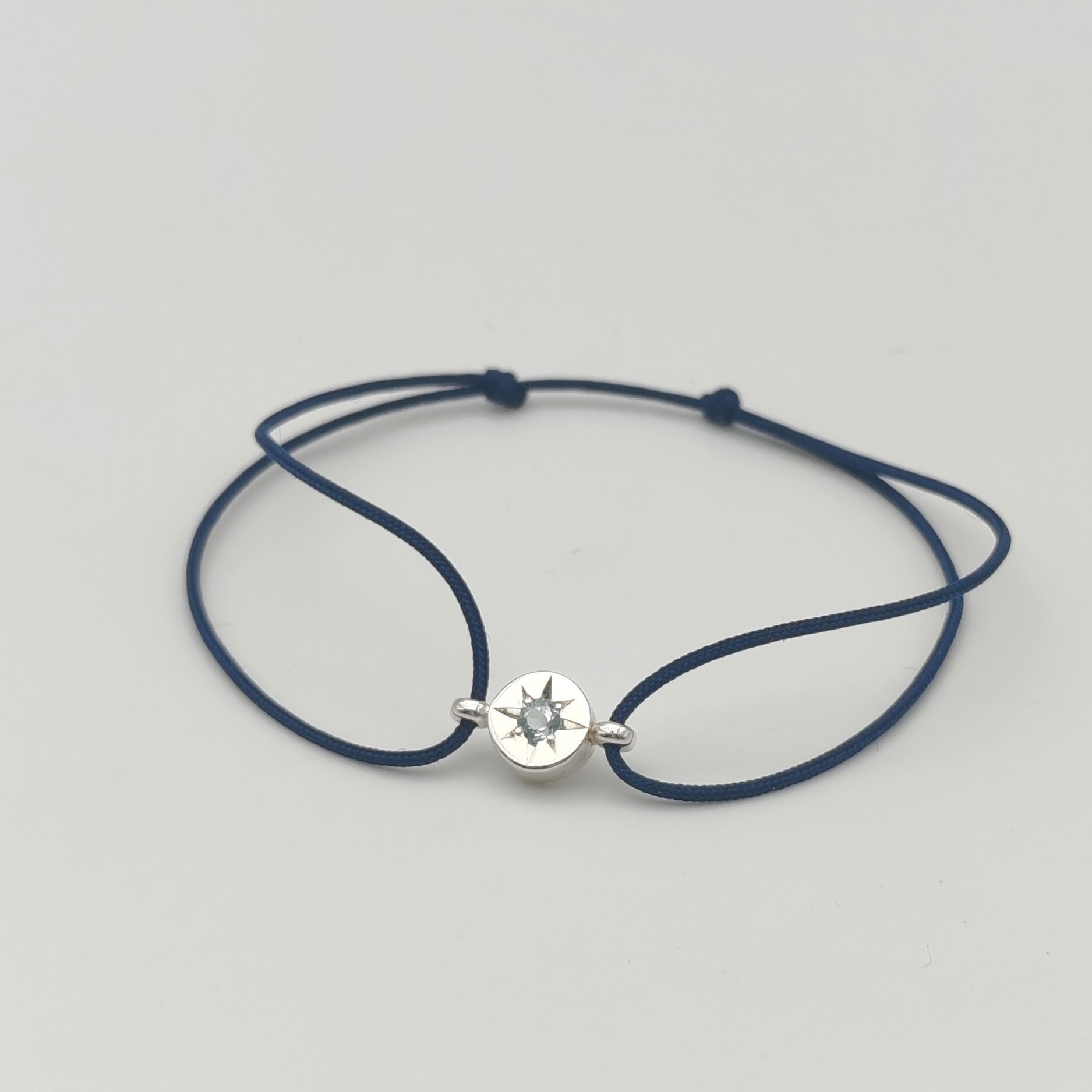 Bracelet aigue marine serti rose des vents (5)