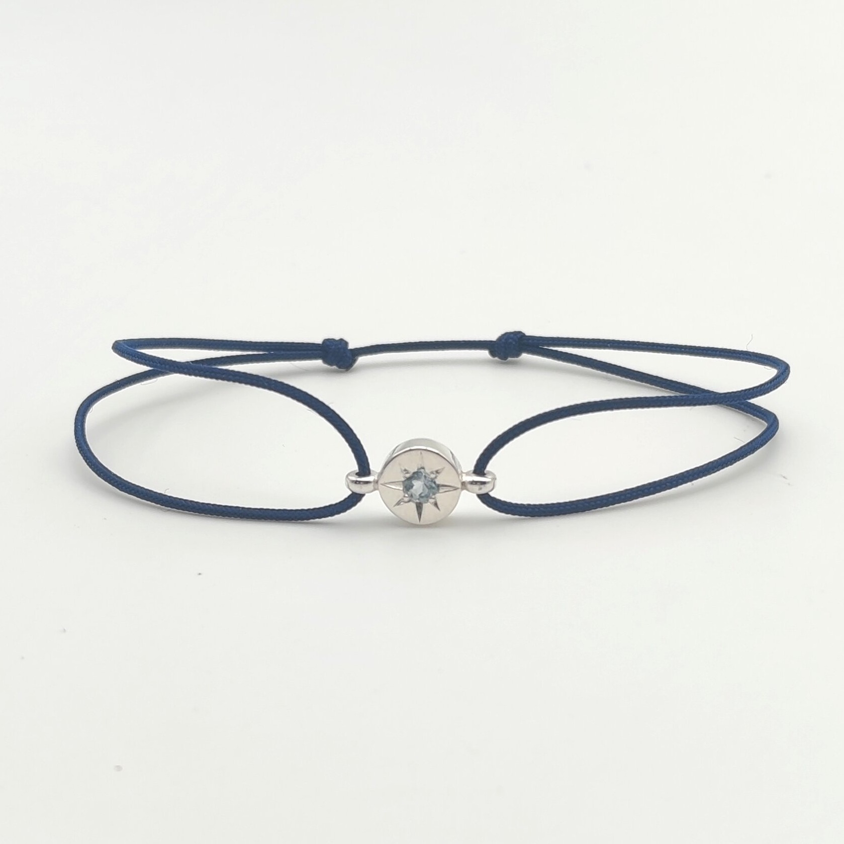 Bracelet aigue marine serti rose des vents (3)