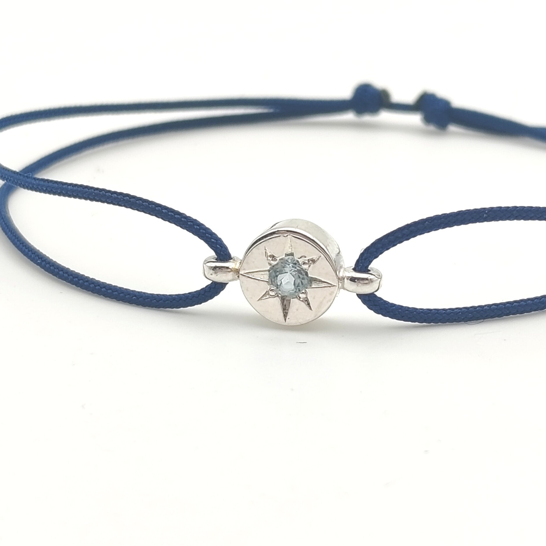 Bracelet aigue marine serti rose des vents