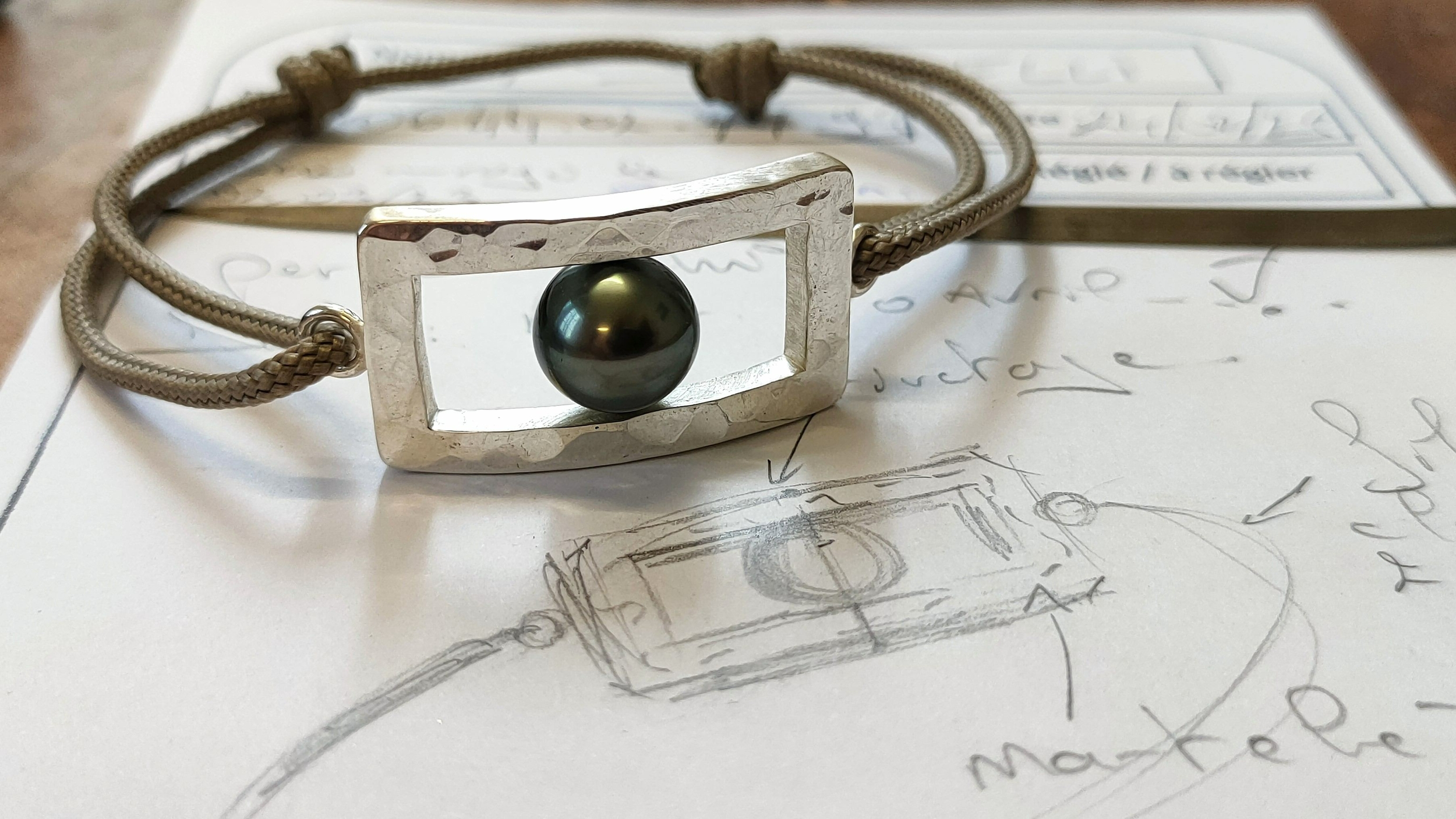 Bracelet perle de Tahiti et argent