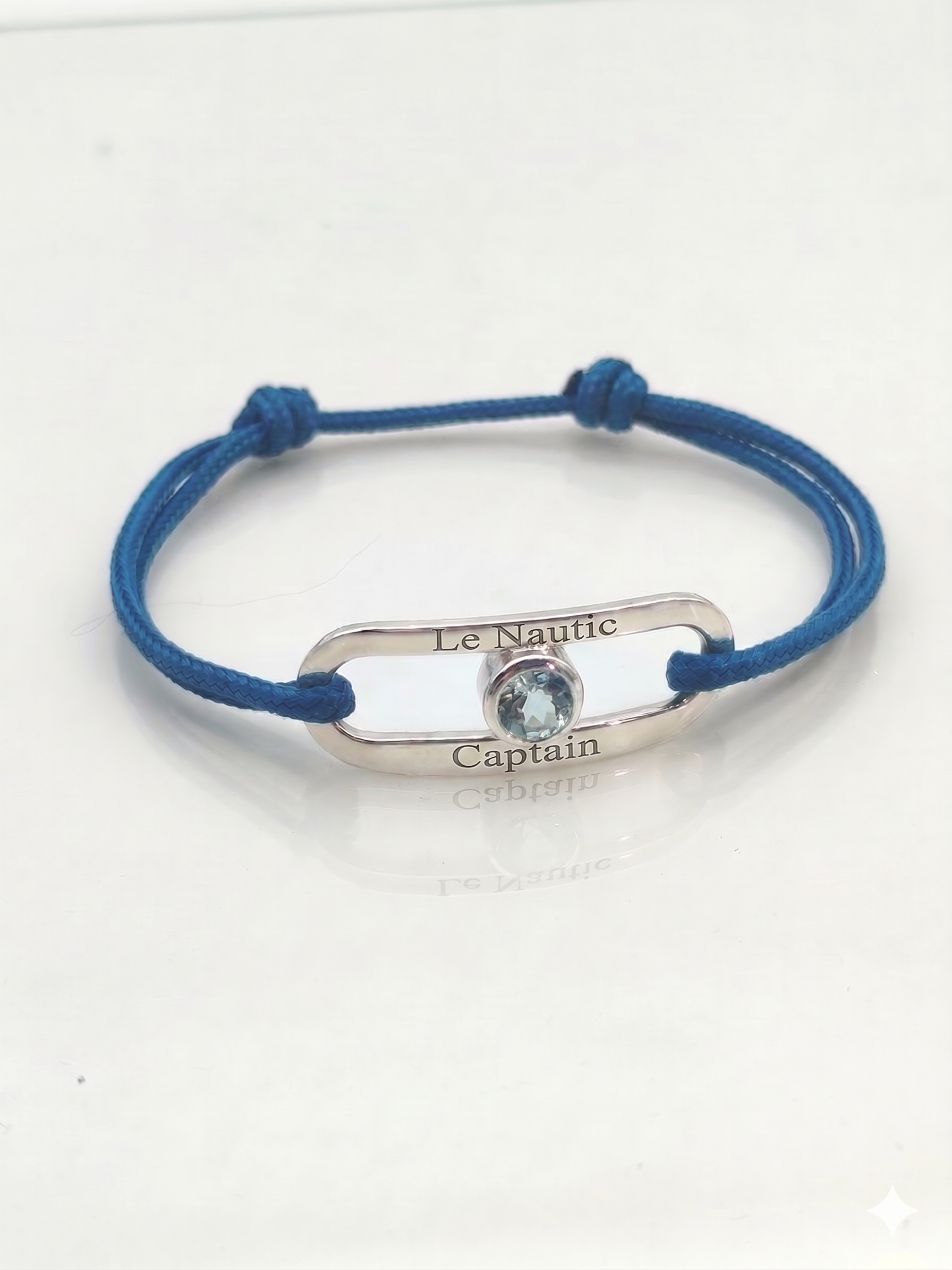 bracelet nautic argent aigue marine grave le nautic