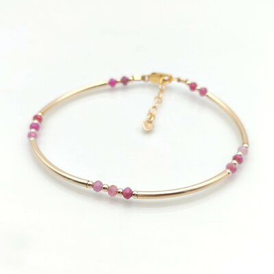 Bracelet jonc louxor en pierres precieuses, rubis 2