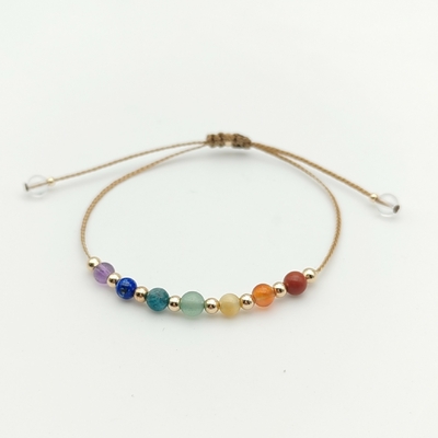 Bracelet 7 chakras goldfilled ajustable
