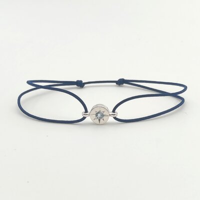 Bracelet aigue marine serti rose des vents (3)