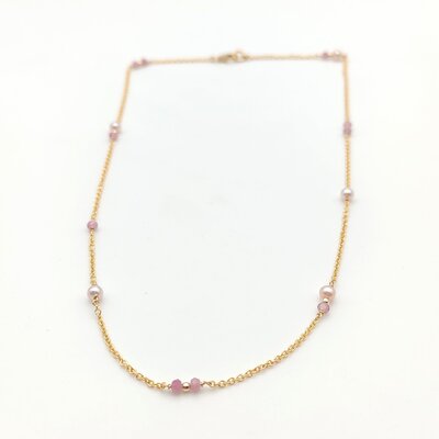 collier perle et pierre precieuses rubis