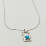 Pendentif homme martelé turquoise - chaine argent 2
