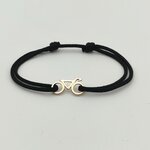 Bracelet vélo or 750 sur cordon noir