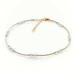 Bracelet de cheville topazes naturelles, cordon et perles en goldfilled carré 2