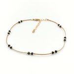 Bracelet de cheville spinelles naturelles, cordon et perles en goldfilled carré 2