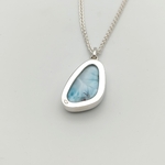 pendentif larimar république dominicaine en argent avec chaine épi argent verso