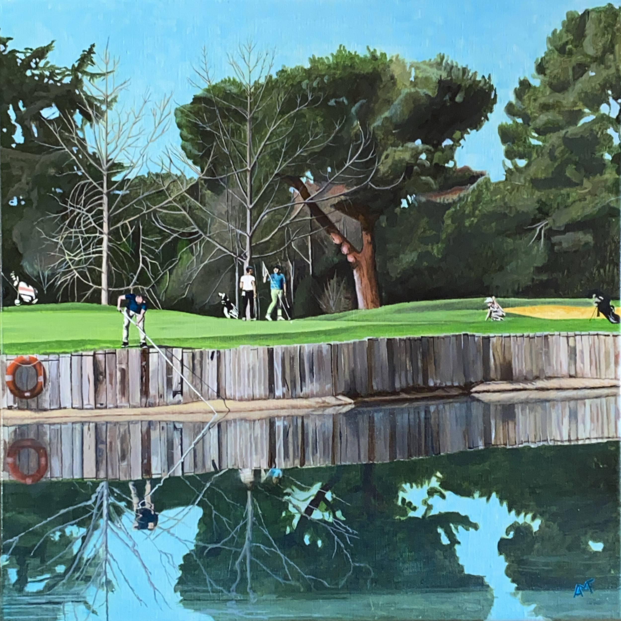 Scène de putting au trou n° 11 du golf de Massane