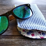 Etui à lunettes velours bleu clair liberty bleu