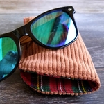 Etui à lunettes velours caramel tartan rouge