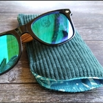 Etui à lunettes velours vert sapin vert feuillages