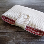 Housse livre de poche velours beige vihy rouge