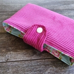Housse livre de poche velours rose bleu roses