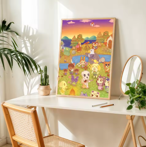 affiche animalcrossing illustration artmural deco interieur maison