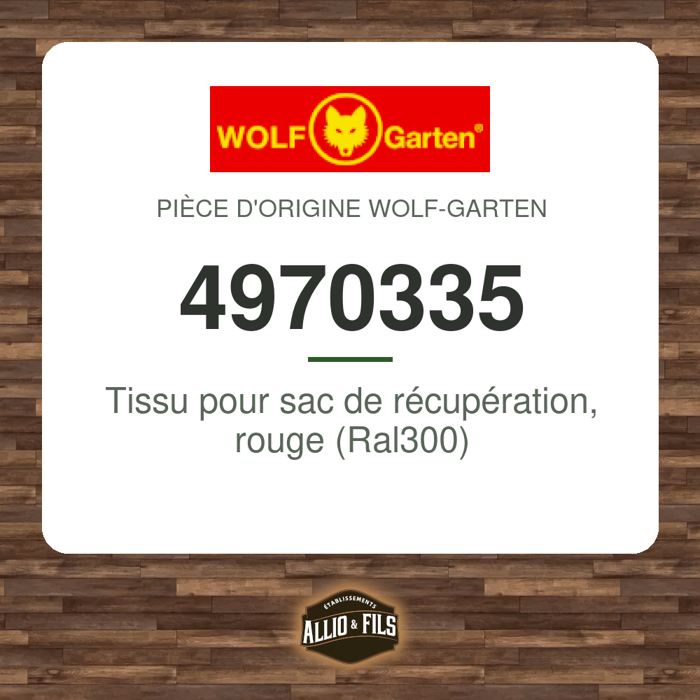 Tissu pour sac de récupération, rouge (Ral300) - Wolf-Garten 4970335