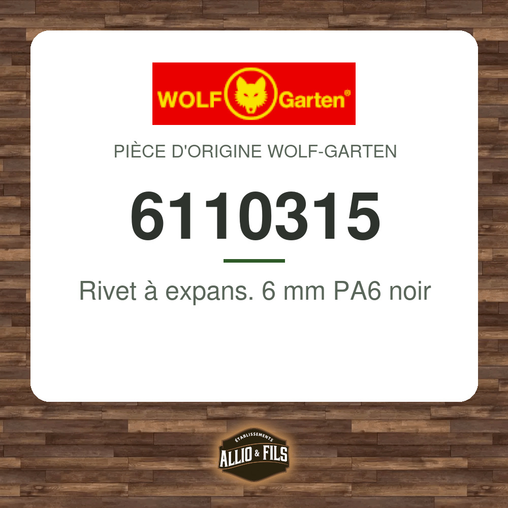 Rivet à expans. 6 mm PA6 noir - Wolf-Garten 6110315