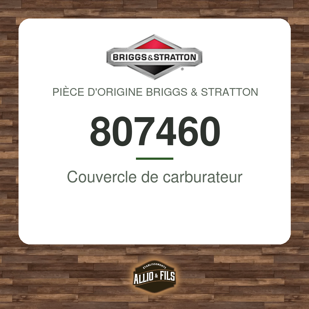 Couvercle de carburateur - Briggs & Stratton 807460