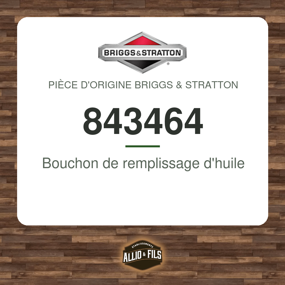 Bouchon de remplissage d'huile - Briggs & Stratton 843464