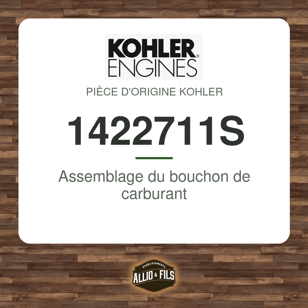 Assemblage du bouchon de carburant - Kohler 1422711S