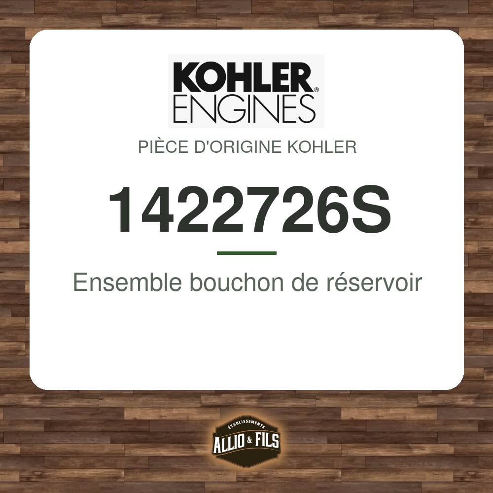 Ensemble bouchon de réservoir - Kohler 1422726S