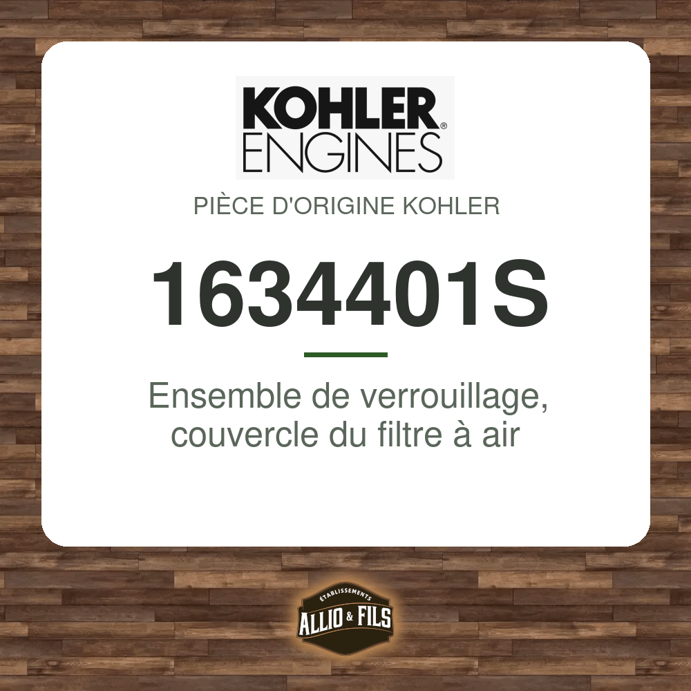 Ensemble de verrouillage, couvercle du filtre à air - Kohler 1634401S