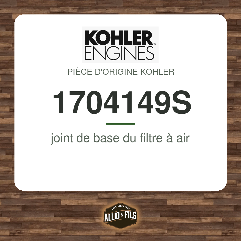 joint de base du filtre à air - Kohler 1704149S