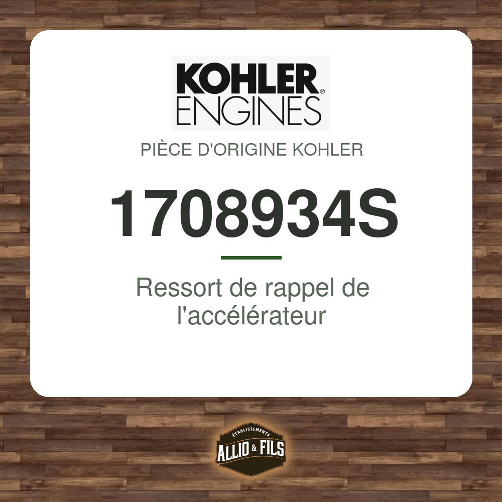 Ressort de rappel de l'accélérateur - Kohler 1708934S