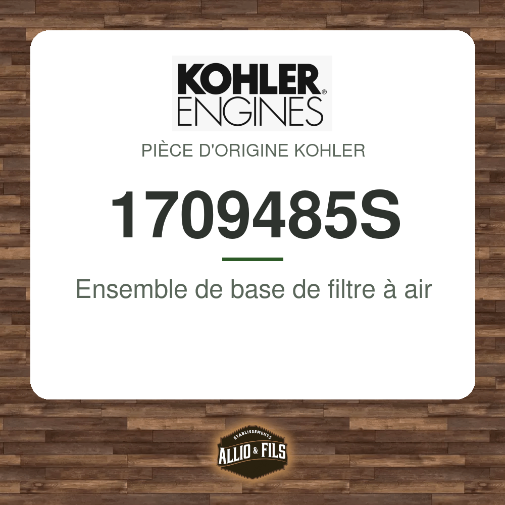Ensemble de base de filtre à air - Kohler 1709485S
