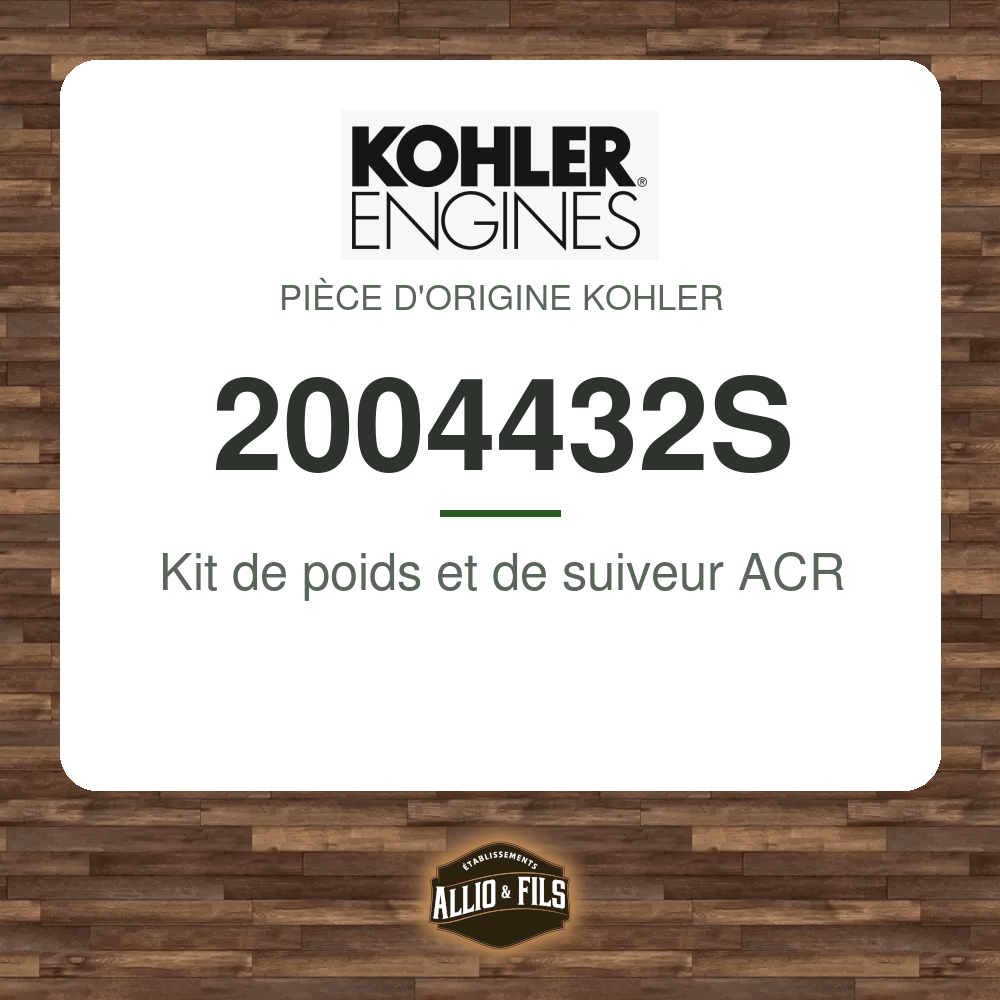 Kit de poids et de suiveur ACR - Kohler 2004432S