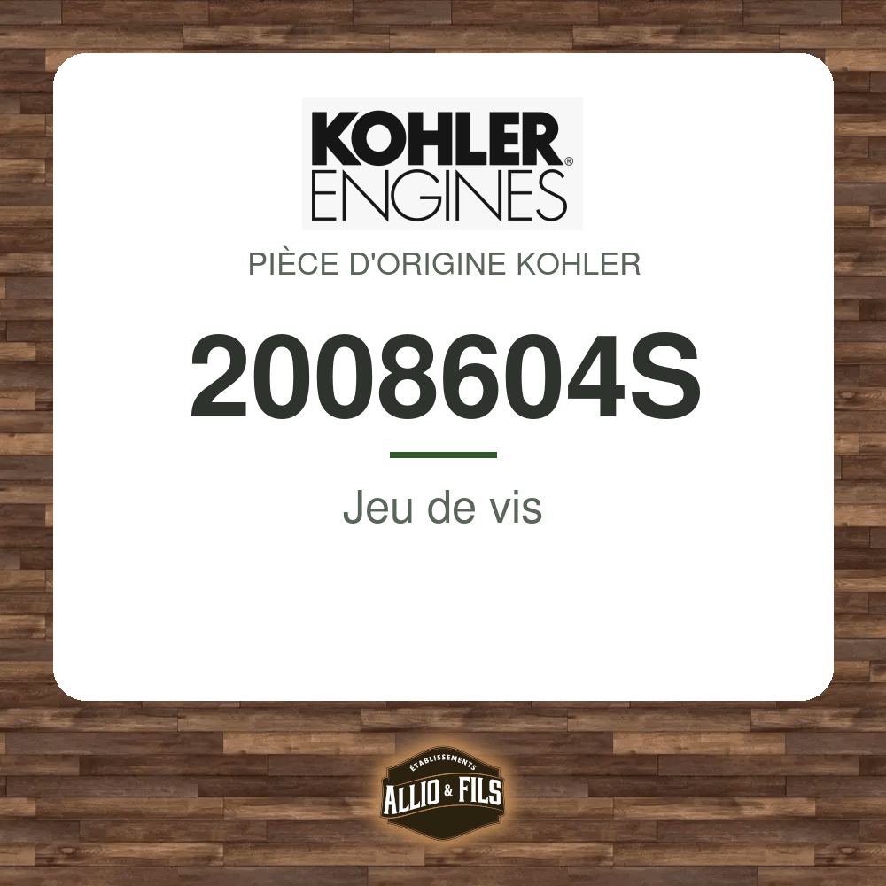 Jeu de vis - Kohler 2008604S