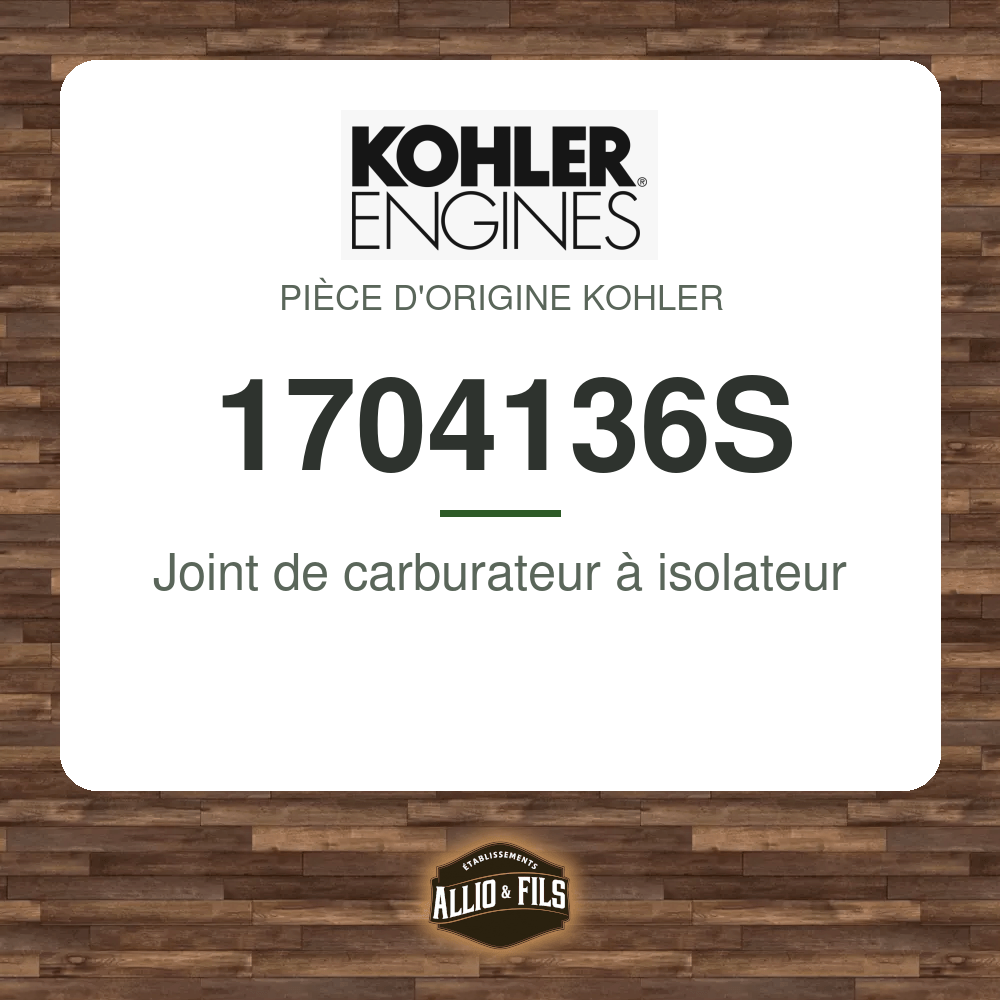 Joint de carburateur à isolateur - Kohler 1704136S