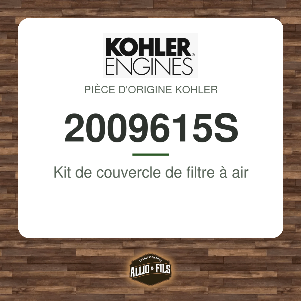 Kit de couvercle de filtre à air - Kohler 2009615S