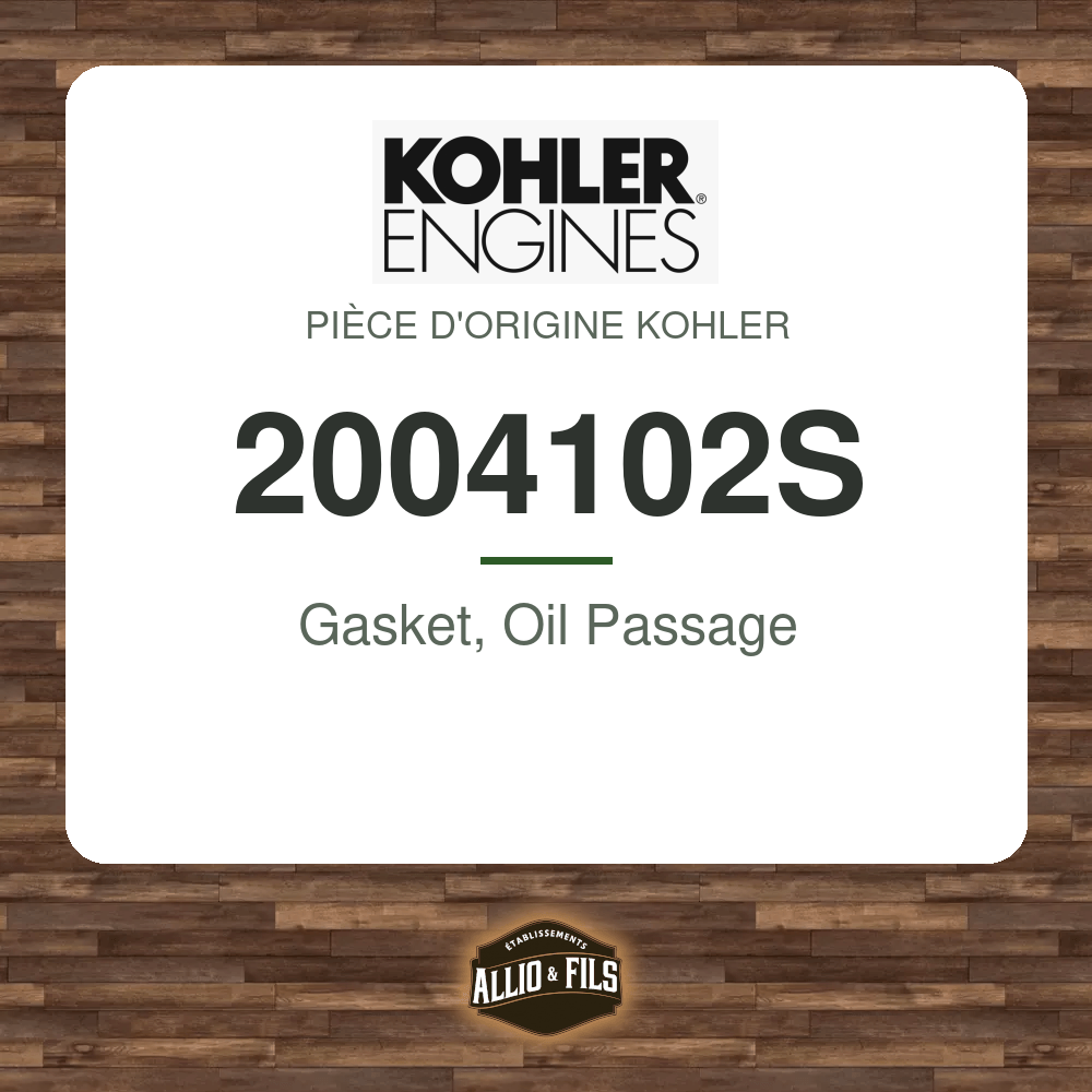 Gasket, Oil Passage - Kohler 2004102S