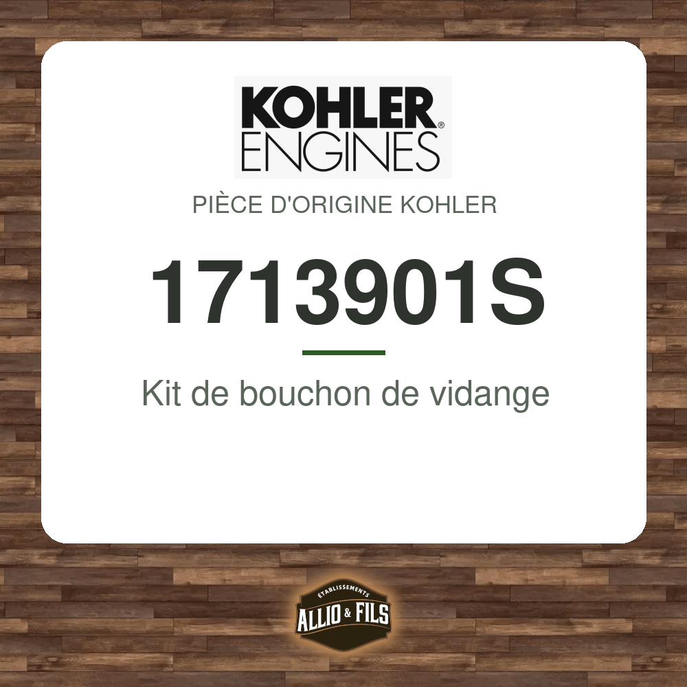 Kit de bouchon de vidange - Kohler 1713901S