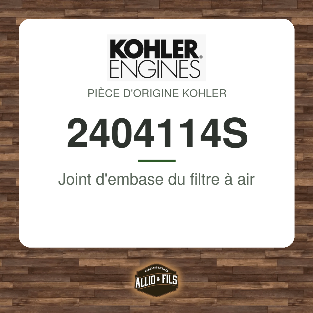 Joint d'embase du filtre à air - Kohler 2404114S