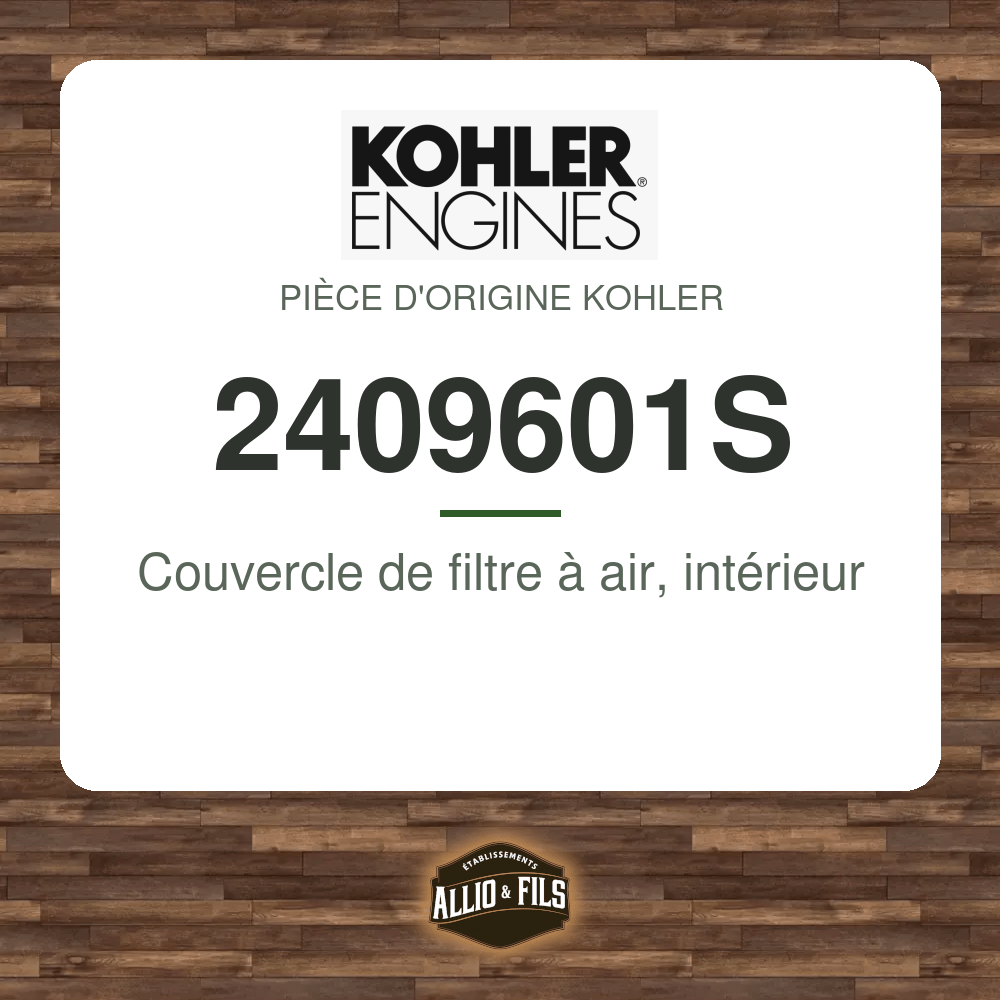 Couvercle de filtre à air, intérieur - Kohler 2409601S