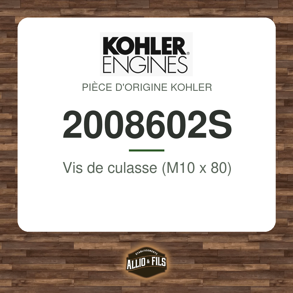 Vis de culasse (M10 x 80) - Kohler 2008602S