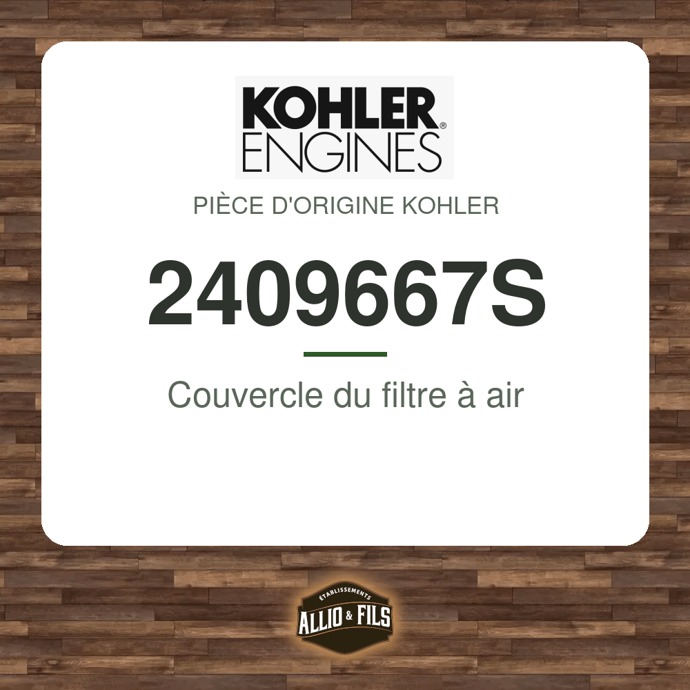 Couvercle du filtre à air - Kohler 2409667S