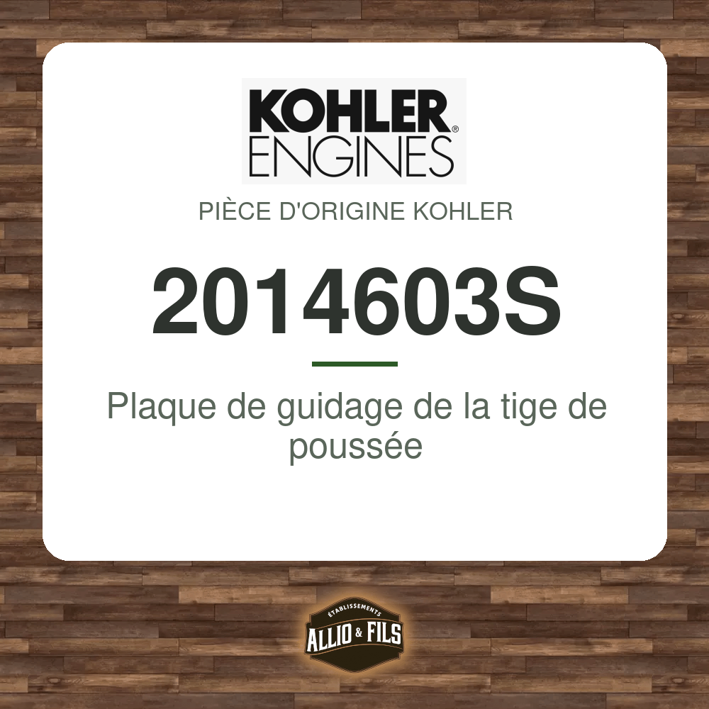 Plaque de guidage de la tige de poussée - Kohler 2014603S