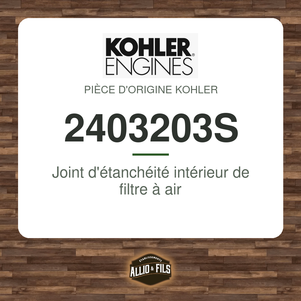 Joint d'étanchéité intérieur de filtre à air - Kohler 2403203S