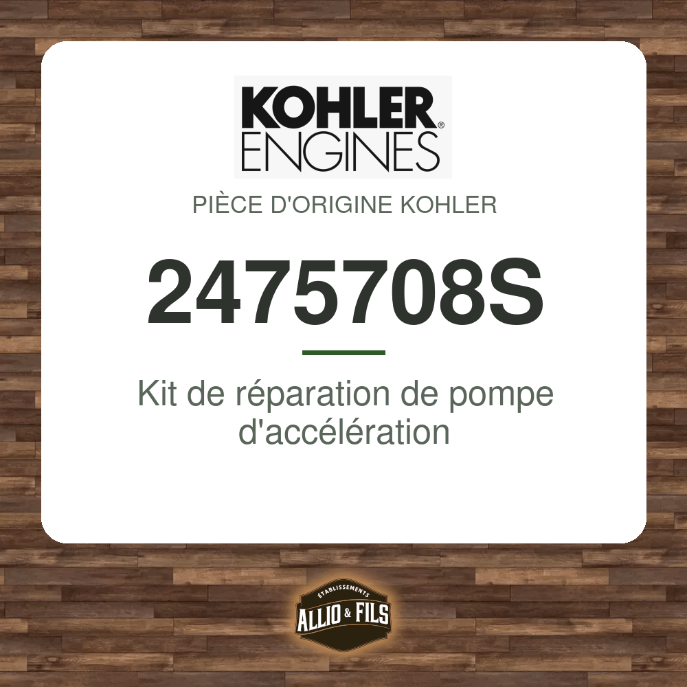 Kit de réparation de pompe d'accélération - Kohler 2475708S