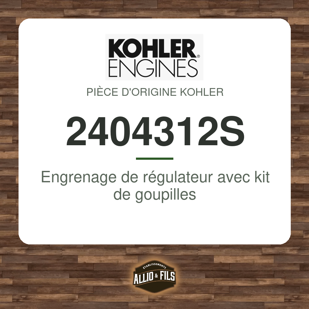 Engrenage de régulateur avec kit de goupilles - Kohler 2404312S