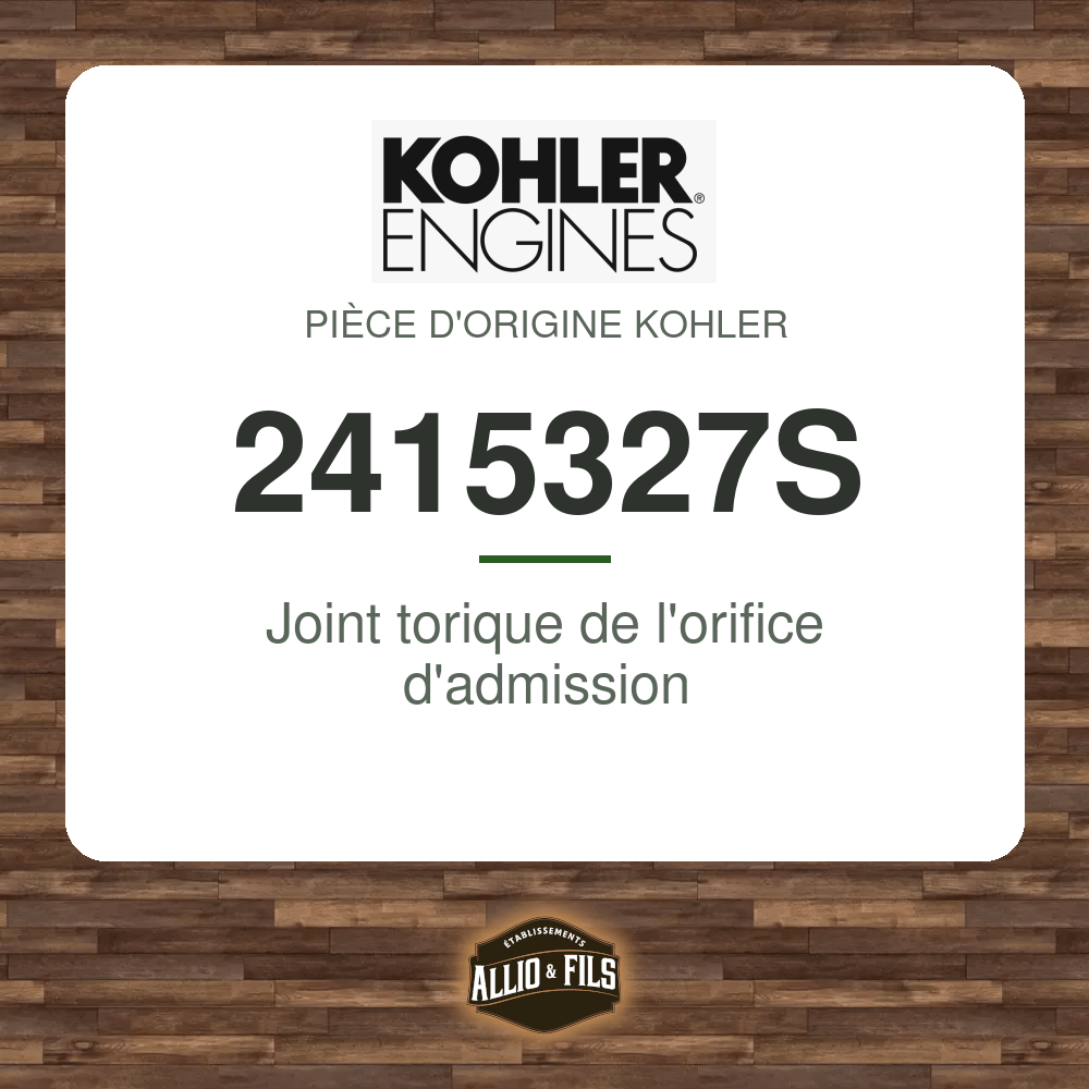Joint torique de l'orifice d'admission - Kohler 2415327S